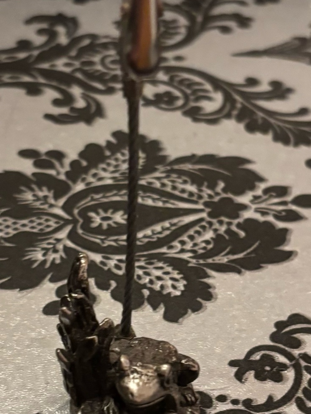 Vintage Pewter Frog Photo Holder + Bonus Retro Telephone Clip